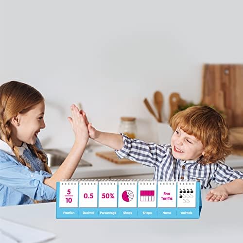 Fraction Flip Chart, 161 Double Sided Cards Freestanding Flip Chat with Fraction/Decimal/Percentage/Shape/Name/Animals, All Fractions from 1-10, Educational Math Learning Tool for School Supplies - Image 6