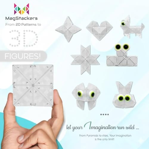 MagStackers Magnet Fidgets for Kids - 22 Pc Magnetic Tiles Toy Building Set with Tetrahedron and Tripyramidal Magnet Blocks for 5+ Years - Reduce Fidgeting and Create 1000+ Fun Creatures and Designs - Image 2