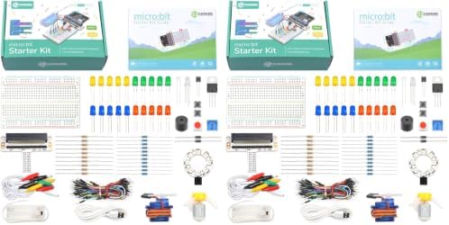 ELECFREAKS microbit Starter Kit 24 Accessories Micro:bit Basic Coding Electronics Kit, microbit Makecode Learning Kit with Guidance Manual (Without Micro: bit) (Pack of 2) by EFELECFREAKS