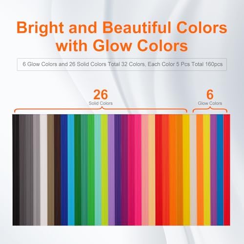 32 Colors 3D Doodler Pen Refills Packs for 3Doodler Start+ 3D Pen Low Printing Temperature PCL Filament 3D Doodler Refills Each Color 15.2 cm x 5 pcs Total 160 pcs Only Fit for 3Doodler Start+ - Image 3