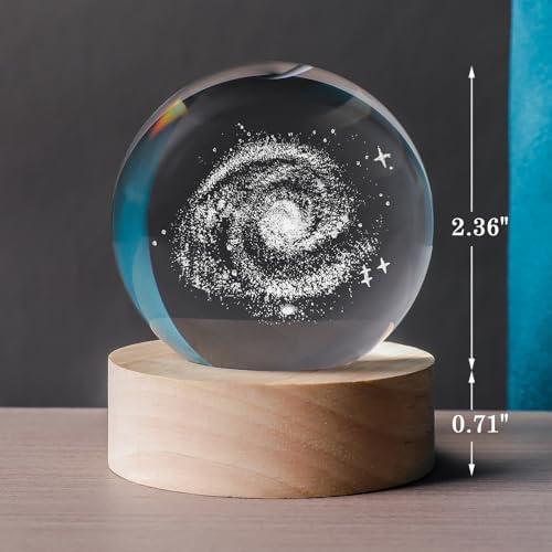3D Galaxy 60mm Crystal Ball Astronomy Universe Gifts 3D Galaxy Crystal Globe Science Space Themed Physics Gifts Night Light lamp for Kids Men Him Dad Science Teacher - Image 2