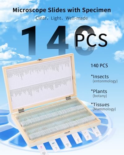 140-Pcs Microscope Slides with Specimens,Plant, Animal, Algae,etc,Educational Microscope Slides and Covers for Young Scientists,Perfect for Biology Class and Experiments - Image 2