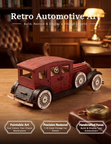 BOOZUU Paintable 3D Wooden Vintage Car Puzzle for Adults - Image 2
