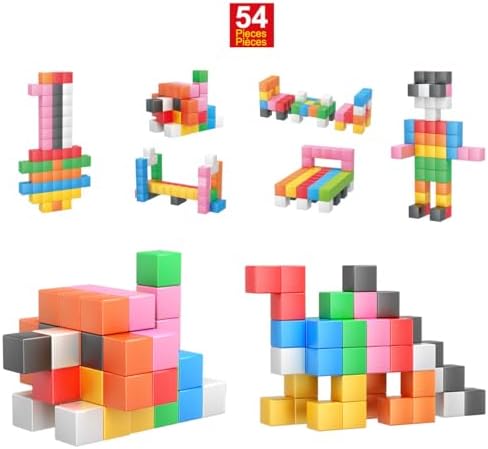 PicassoTiles Magnet Cube Building Blocks 1.2" 3CM Magnetic Cubes Toy Construction Building Educational Sensory Toys with Idea Booklet for School & Preschool Kids Boys Girls Toddlers PMC301 by PicassoTiles