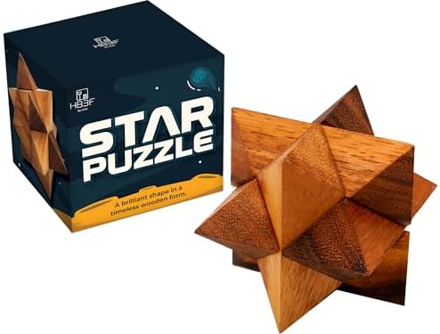 BSIRI Adults Games Gifts Wooden Star Cube Puzzle Game Brain Teasers of the Logic Game Adults Seniors and Teen to Challenge Puzzles for Fun Entertaining Things and Fun Tools of Parents by HB3FbyBSIRI