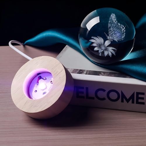 3D Butterfly 60mm Crystal Ball Night Light Decor Gifts for Women - Image 5