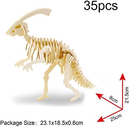 Georgie Porgy 3D Wooden Puzzles DIY Models Kits for Kids Dinosaur Airplane Woodcraft Construction Toys Pack of 6 (T-Rex Triceratops Spinosaurus Parasaurolophus Apatosaurus Stegosaurus) - Image 3