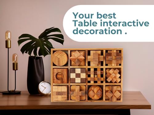 BSIRI 12 in 1 3D Wood Puzzle Box Set - Wooden Brain Teaser Puzzles for Adults Interlocking Toys Games for IQ and Mind Ideal for Patio Decor Desk Office and Unique Gift Hand Game (12 Games) - Image 4