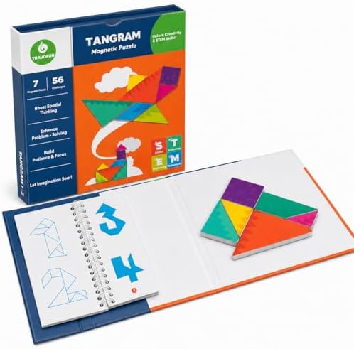 TRAVOFUN Magnetic Tangram Puzzle | Travel Games for Kids Ages 4-8 by TRAVOFUN
