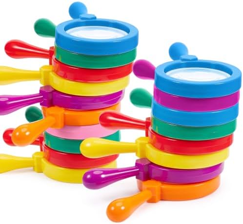 Lewtemi 18 Pack Kids Magnifying Glass with Stand, Assorted Colors by Lewtemi