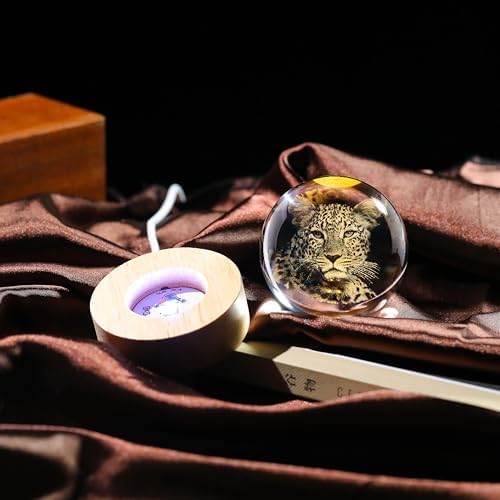 3D Cheetah Gifts for Women - Crystals Ball 60mm - Glass Animals Figurine Cheetah Decor Stuff for Anniversary Birthday - Image 4