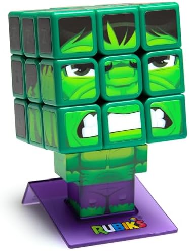 Rubik's Cube, Hulk Cuber, Marvel Collectible Fidget Toy & Desk Decor, Problem-Solving Brain Teaser, Classic Color-Matching Puzzle, Fidget Toy, Sensory Puzzle for Fans of Marvel Rivals Ages 8 & Up by Rubiks