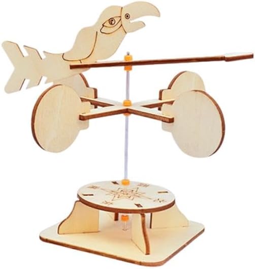 DuskHaven Weather Vane Model DIY Wind Vane Kit Wind Direction Indicator Educational Toy Science Experiment Assembly Wood Material Suitable for Kids Learning - Image 6