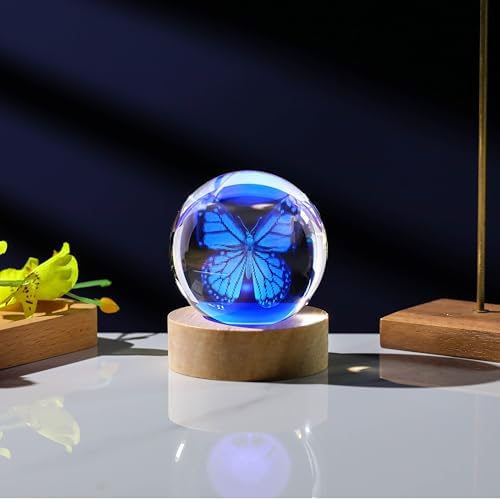 3D Butterfly Gifts for Women - Crystals Ball 60mm - Butterfly Figurines Decor Glass Animals Figurine - Keepsake Paperweight - Image 4