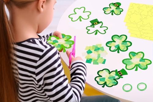 40PCS St. Patricks Day Crafts Bulk: Paper Shamrock Suncatchers, Saint Patrick's DIY Kits, Window Stained Glass Effect Art Supplies(Green) - Image 3