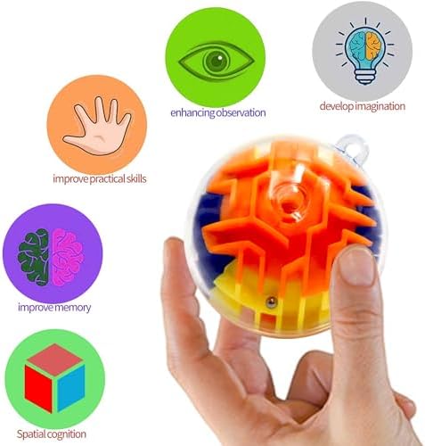 12 Pieces Maze Ball 3D Maze Puzzle Brain Teasers Games,Mini Gravity 3D Maze Ball Hard Challenges Game Lover,Training Labyrinth Toys Gifts for Students Teens Adults, Kids Educational Toy - Image 2