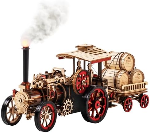 rowood 3D Wooden Puzzles for Adults, Steam Engine Car Model Kit, 1:28 Scale Mechanical Steam Locomotive Wooden Puzzle, 469PCS,Assembly Time 6H, Awesome Gifts for Adults by RowoodAssembleArtDecorateLife