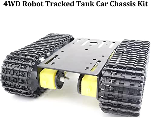 SmaringWing Metal Smart Robotic RC Tank Chassis Kit with 4pcs DC TT Motors for Arduino UNO R3/ Raspberry Pie/STEAM Education, TT04 Crawler Tank Car Chassis Platform for Adults (Black) - Image 5