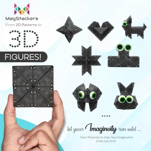 MagStackers Magnet Fidgets for Kids - 22 Pc Magnetic Tiles Toy Building Set with Tetrahedron and Tripyramidal Magnet Blocks for 5+ Years - Reduce Fidgeting and Create 1000+ Fun Creatures and Designs - Image 2