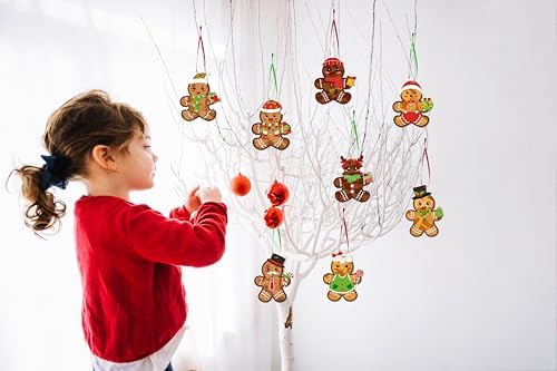 Renbuzhu 39PCS Christmas Crafts Bulk: Gingerbread Men Paper Suncatchers DIY Kit for Winter Xmas Holiday Activities Decorations, Window Stained Glass Effect Art Ornaments - Image 7