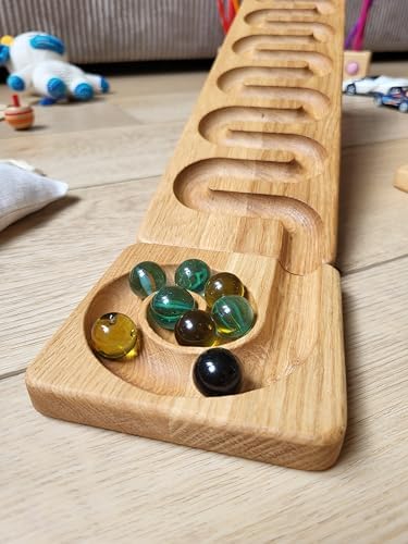 Marble Race Marble Personalized Wooden Maze Board Ball Run Course Gift for Kids Winding Track Roller (River) - Image 5