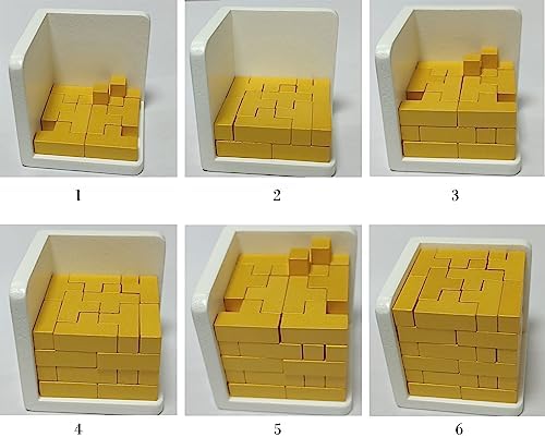 AMAZA 3D Wooden Brain Teaser Puzzle Cube Wooden Puzzles T-Shaped Jigsaw Logic Puzzle Game Puzzles Educational Toy for Kids and Adults (Golden) - Image 2