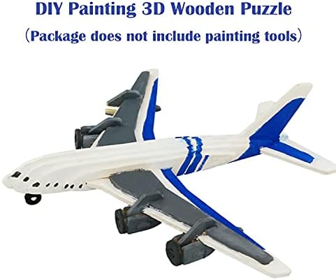 Georgie Porgy 3D Wooden Puzzles for Kids Toys Construction Woodcraft Kits DIY Model Puzzle Kits Birthday Gifts Pack of 2 (Civil Airplane Yacht) - Image 4