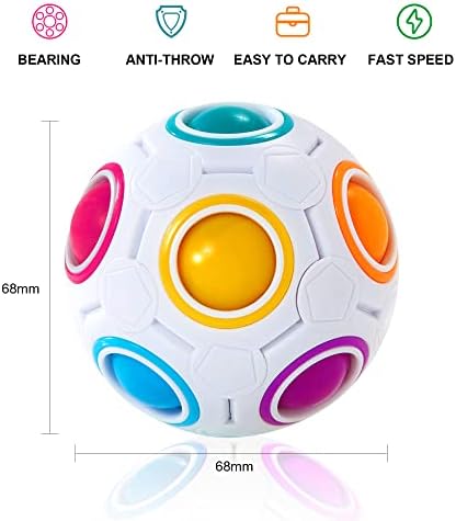 Vdealen Magic Rainbow Puzzle Ball, Fidget Ball Puzzle Brain Teaser Fidget Toy for Boys & Girls- Birthday Party Easter Valentines Christmas Stocking Stuffers for Kids Teen & Adults(White) - Image 2
