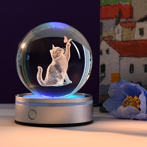 3D Cat Crystal Ball Gifts for Women 80mm Cat Themed Gifts for Girls - Image 6