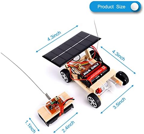 Wooden Solar Car Model Kit to Build for Youth Age School Educational Science Experience Kit | Wireless Remote Control Electric Motor Building Toy | Hybrid Powered - Image 2