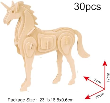 Georgie Porgy 3D Wooden Puzzles for Kids Toys Construction Woodcraft Kits DIY Model Puzzle Kits Birthday Gifts Pack of 6 (Bee Owl Flamingo Unicorn Sea Turtle Shark) - Image 3