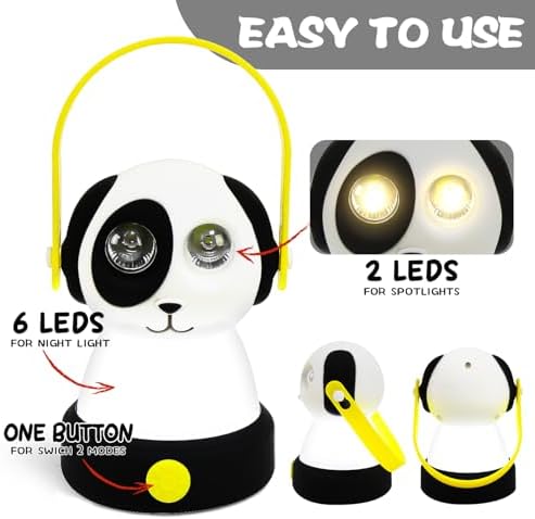 Outdoor Kids Camping Lanterns & Headlamp Set, Battery Powered Night Light, Lightweight LED Equipment, Birthday Christmas Gift (Dog Set) - Image 2