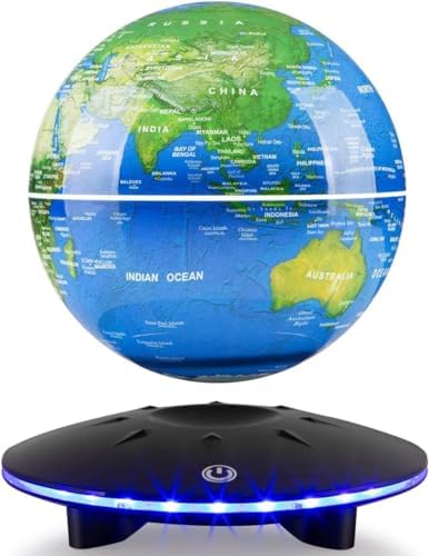 Levitating Globe Magnetic Levitation Floating Globe LED Table Lamp 6 In, Rotatable World Map Ball Spinning for Gifts & Home Desk Decor by UKESULT