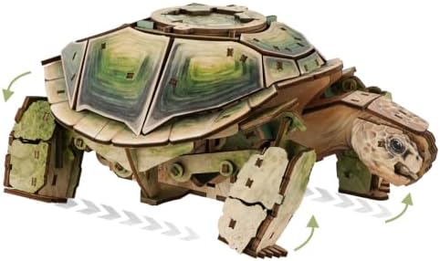 3D Wooden Puzzle for Adults, Land Turtle 3D Puzzle Kits, 171 Pieces by Kaayeewood