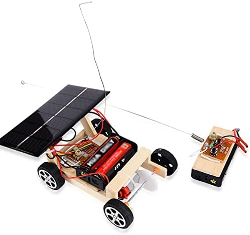 Wooden Solar Car Model Kit to Build for Youth Age School Educational Science Experience Kit | Wireless Remote Control Electric Motor Building Toy | Hybrid Powered by OULUN