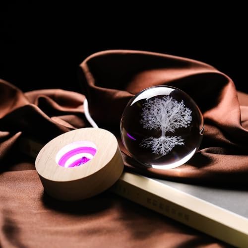 3D Tree of Life Gifts for Women - Crystals Ball 60mm - Glass Animals Figurine Tree of Life Decor Stuff for Room Birthday for Best Friend Lovers Keepsake Paperweight - Image 4