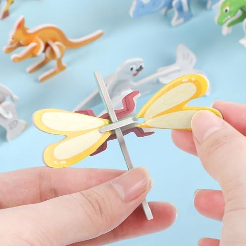 CCINEE 100 Pcs Educational 3D Cartoon Puzzle Toys for Kids,3D Animal Dinosaur Airplane Insect Learning Educational Montessori Toys Paper Puzzle Game for DIY Crafts Birthday Gifts - Image 3