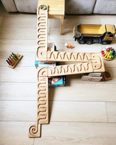 Marble Run Track Race Personalized Wooden Maze Board Ball Run Course Gift for Kids Run Race Winding Track Roller (Set of 4) - Image 5