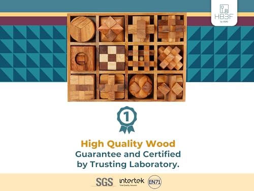 BSIRI 12 in 1 3D Wood Puzzle Box Set - Wooden Brain Teaser Puzzles for Adults Interlocking Toys Games for IQ and Mind Ideal for Patio Decor Desk Office and Unique Gift Hand Game (12 Games) - Image 2