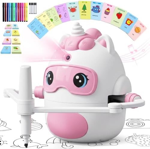 Unicorn Drawing Robot for Kids with150 Educational Cards, Smart Learning Toys Voice Interactive Partner Montessori Painting Toy for Girls Ages 3-8 by Hoarosall