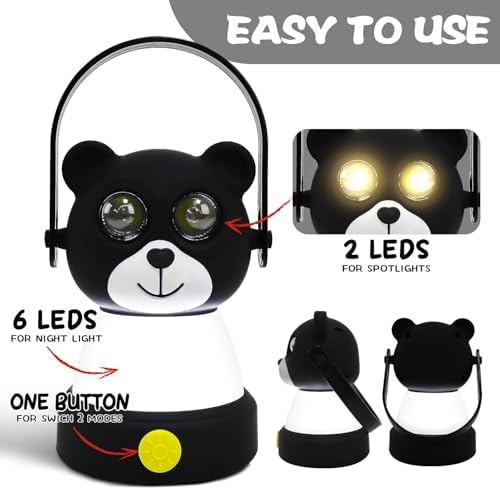 LED Bear Camping Lantern Kit, Battery Powered Night Light for Kids 6-12, Outdoor Equipment for Kids Ages 8-12, Toys Girls Boy Birthday Christmas Gift, Bear Style(Battery NOT Included) - Image 2