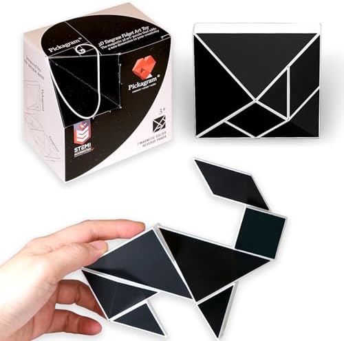 Pickagram Tangram 3D Magnetic Puzzle for Kids (8-12), Adults & Seniors | STEM Certified Fidget Puzzle - Magnetic Pattern Blocks for Cognitive Development, Creativity & Focus - Reverse Panda by Pickagram
