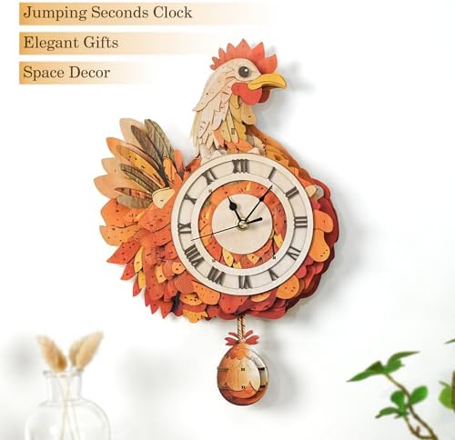 KAAYEE 3D Puzzles for Adults Chicken Clock DIY Hen Wooden Puzzle Craft - Image 5