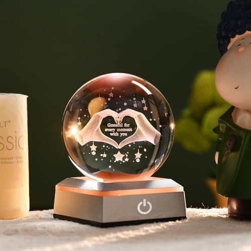 3D Heart Couple Gifts for Women Crystal Ball Lover Gift for Wife - Image 5