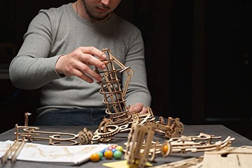 UGEARS Marble Run Spiral Hoist, 3D Puzzle, 11.2-inch Height, Wooden Marble Run Spiral Hoist Models, Mechanical Model Wooden Puzzles for Hobbyists - Image 6