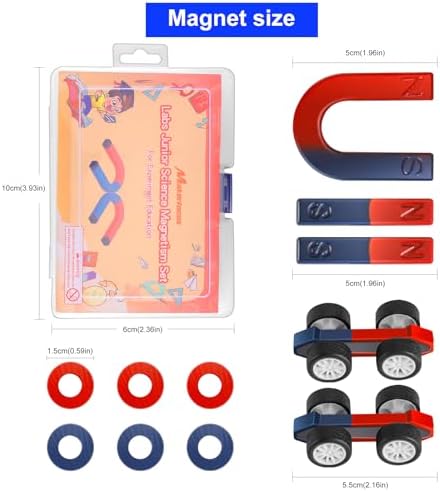 Science Magnet Kit for Kids Include Bar/Ring/Horseshoe/Compass/Magnetic Car - Image 6