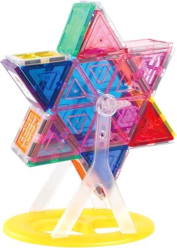 PicassoTiles Magnet Tile Building Blocks Ferris Wheel Amusement Rotating Accessory Kit Compatible with Full Sized Magnetic Tiles Construction Toy Set Education STEM Learning 3D Toddler Kid Age 3+ PT09 by PicassoTiles