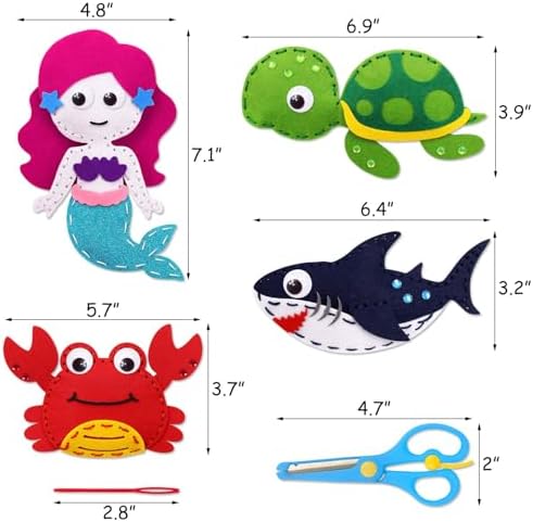 CiyvoLyeen Sea Animals Sewing Kit for Ages 8-12 Felt Sewing Craft 12Pcs - Image 4