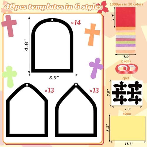 40PCS Sunday School VBS Crafts Bulk: Paper Cross Nativity Suncatchers, Jesus Religious Christian Classroom Camping Activity DIY Kits Gifts Church Decorations, Window Stained Glass Effect Art Supplies - Image 4