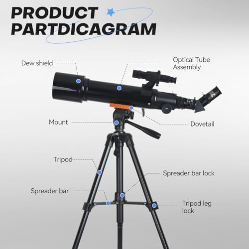 Telescope for Beginners : 70mm / 500mm Refractor (150X HD) Easy Set Up - Image 4